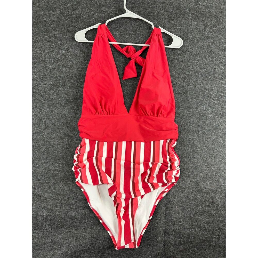Cupshe Red and White One Piece Swimsuit with Ruched Waist